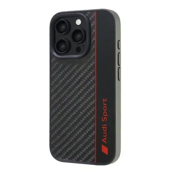 Audi Carbon Fiber Stripe iPhone 16 Pro 6.3’’ black/black hardcase AUS-TPUPCIP16P-R8/D1-BK - Cell phone cases