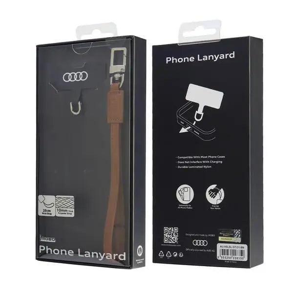 Audi Crossbody Leather Universal Lanyard 28cm x 10mm - Brown - Other cell phone equipment<<<HurtelXML