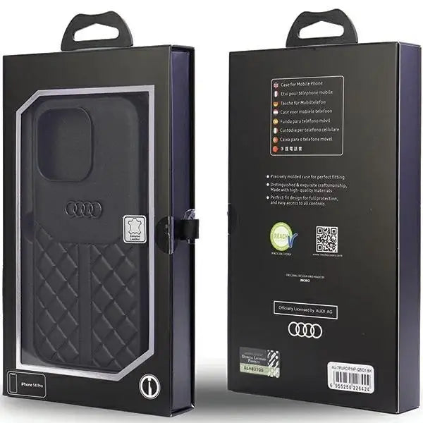 Audi Genuine Leather iPhone 14 Pro 6.1’’ black/black hardcase AU-TPUPPCIP14P-Q8/D1-BK - Cell phone cases