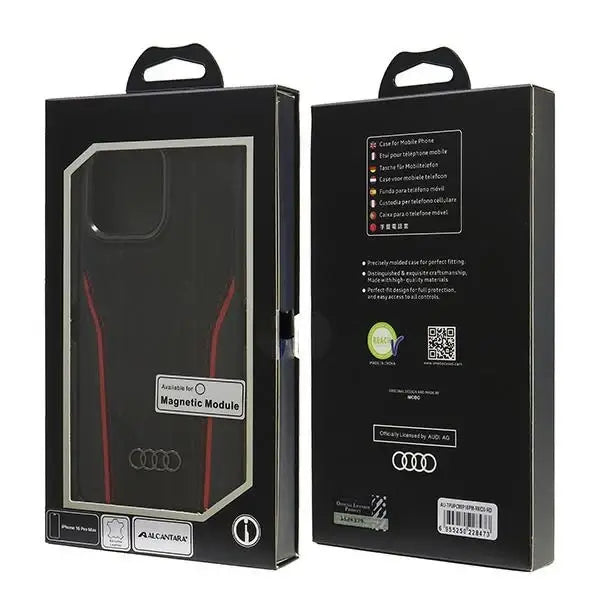Audi Genuine Leather MagSafe iPhone 16 Pro Max 6.9’’ black-red hardcase AU-TPUPCMIP16PM-R8/D3-RD - Cell phone cases