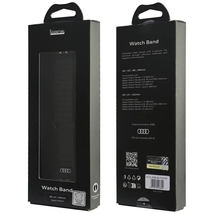 Audi Logo Genuine Leather Magnetic Ring Strap for Apple Watch 40 / 41 / 42 mm - Black - Other cell phone