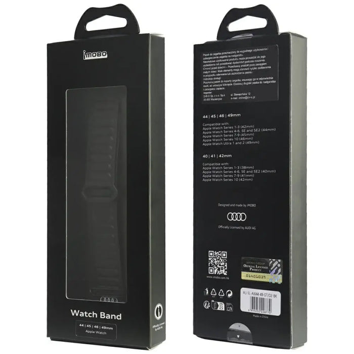 Audi Logo Synthetic Leather Magnetic Ring Strap for Apple Watch 44/45/46/49 mm - Black - Other cell phone