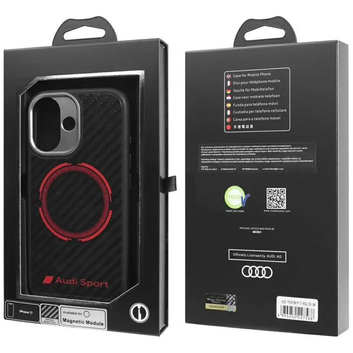 Audi RSQ Carbon Fiber Sport Red Circle MagSafe Case for iPhone 17 - Black - Cell phone cases and covers<<<HurtelXML