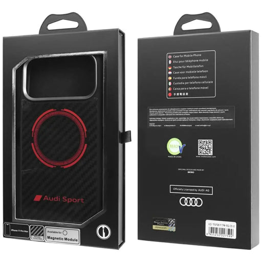 Audi RSQ Carbon Fiber Sport Red Circle MagSafe Case for iPhone 17 Pro Max - Black - Cell phone cases