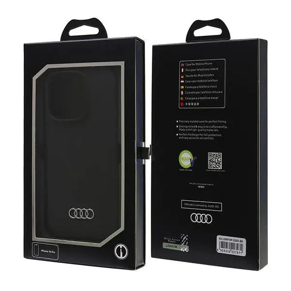 Audi Silicone Case iPhone 16 Pro 6.3’’ black/black hardcase AU-LSRIP16P-Q3/D1-BK - Cell phone cases