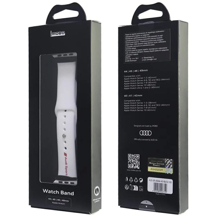 Audi Sport Red Logo Silicone Watch Strap for Apple Watch 44 / 45 / 46 / 49 mm - white - Other cell phone