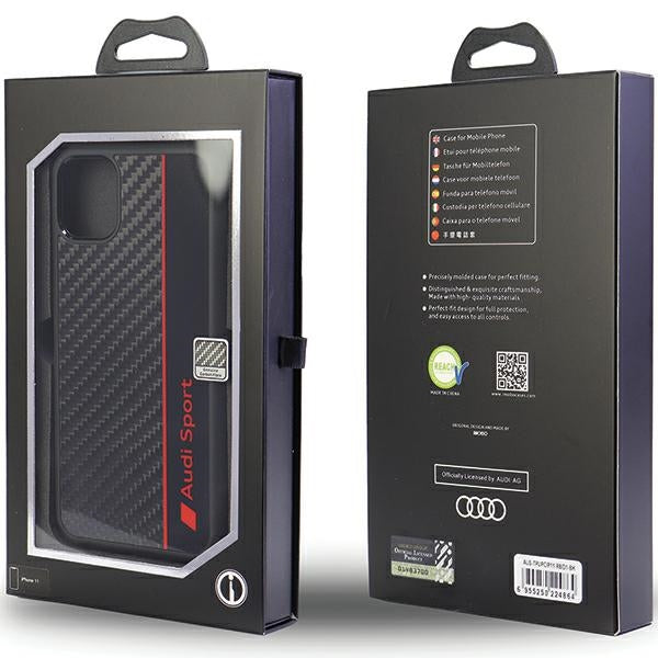 Audi Carbon Fiber Stripe iPhone 11 / Xr 6.1" black/black hardcase AUS-TPUPCIP11-R8/D1-BK