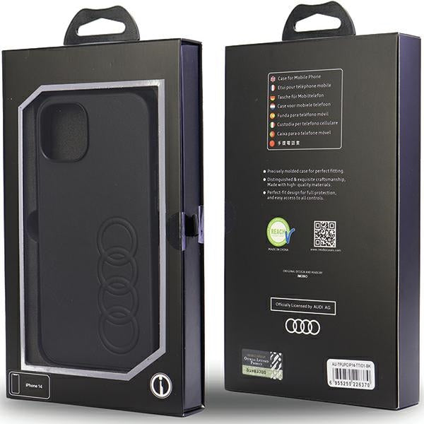 Audi Synthetic Leather iPhone 14 6.1" black/black hardcase AU-TPUPPCIP14-TT/D1-BK