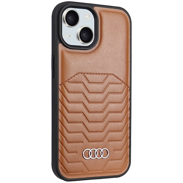 Audi Synthetic Leather Case with MagSafe for iPhone 15 Plus / 14 Plus - Brown