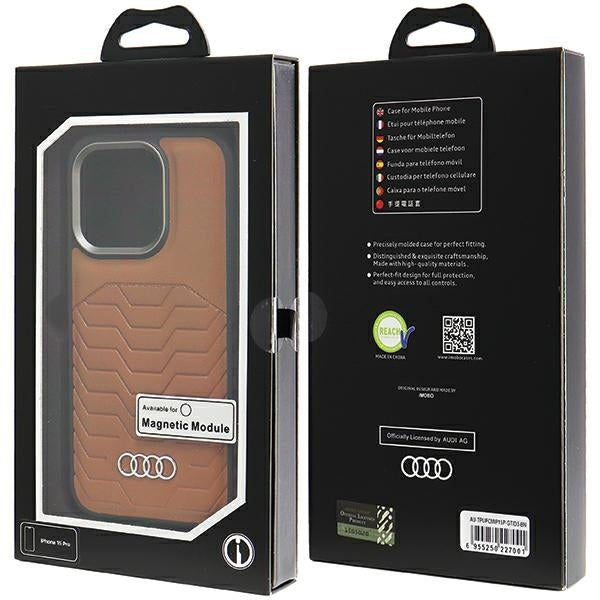 Audi Synthetic Leather case with MagSafe for iPhone 15 Pro - brown