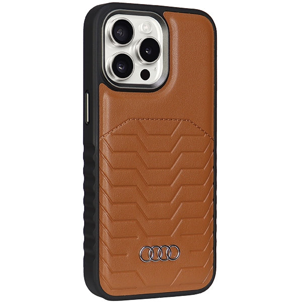 Audi Synthetic Leather case with MagSafe for iPhone 15 Pro Max - brown