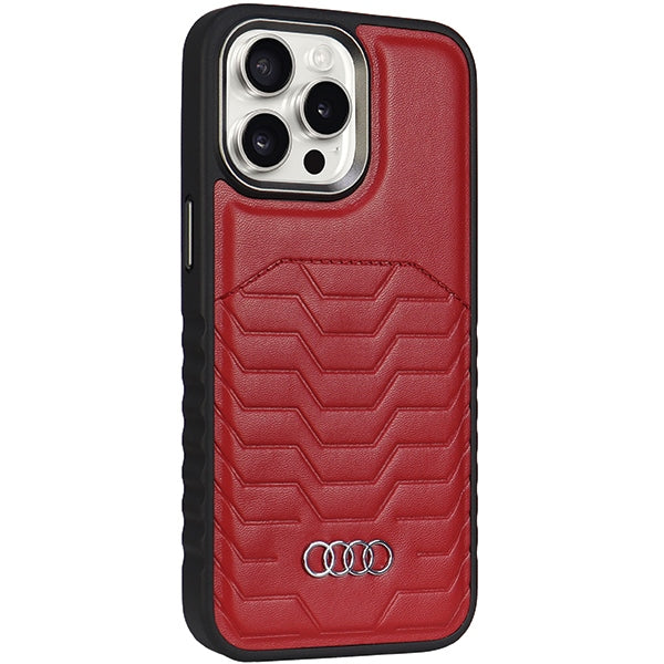 Audi Synthetic Leather case with MagSafe for iPhone 15 Pro Max - red