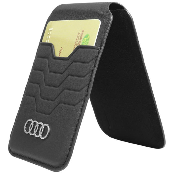 Audi Leather Wallet Card MagSafe magnetic with stand - black