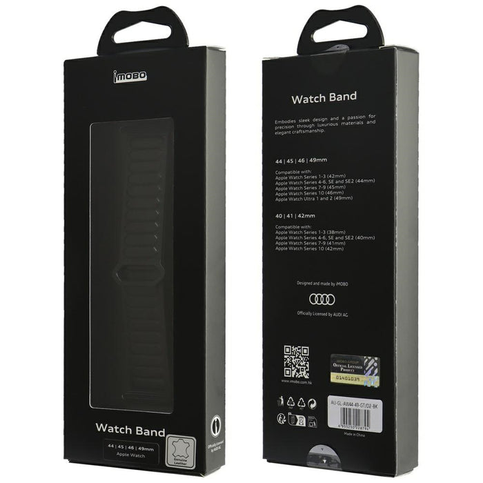 Audi Logo Genuine Leather Magnetic Ring Strap for Apple Watch 44 / 45 / 46 / 49 mm - Black