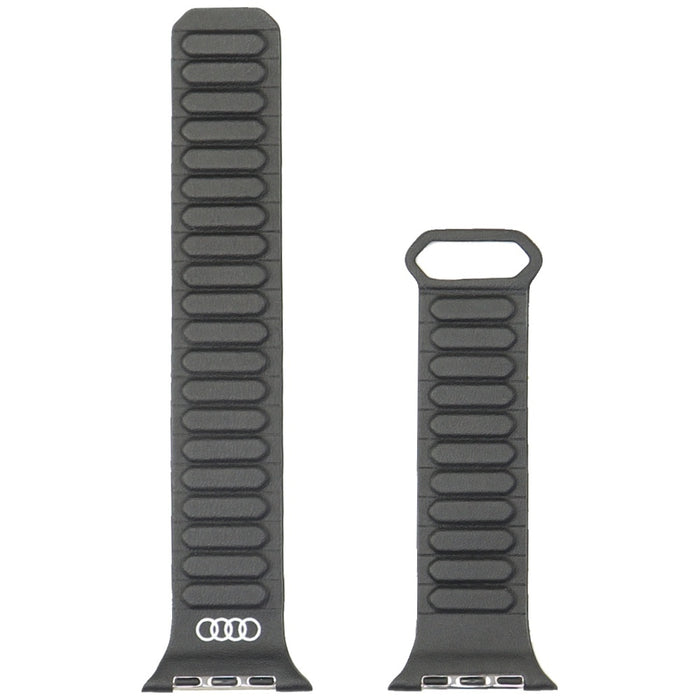 Audi Logo Synthetic Leather Magnetic Ring Strap for Apple Watch 44/45/46/49 mm - Black