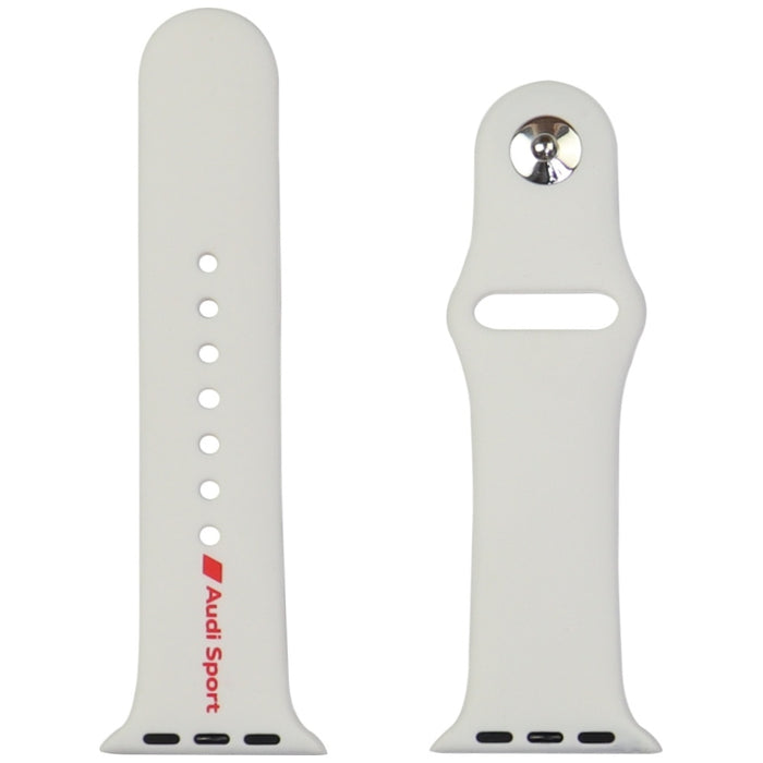 Audi Sport Red Logo Silicone Watch Strap for Apple Watch 40 / 41 / 42 mm - white