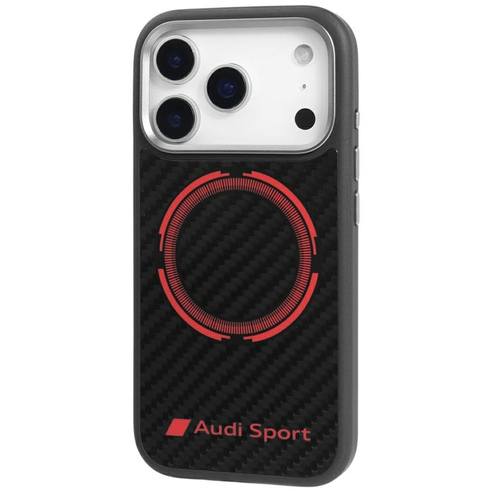 Audi RSQ Carbon Fiber Sport Red Circle MagSafe Case for iPhone 17 Pro - Black