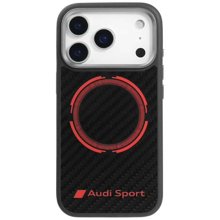 Audi RSQ Carbon Fiber Sport Red Circle MagSafe Case for iPhone 17 Pro - Black