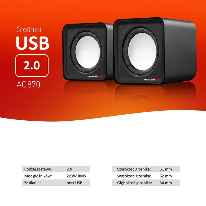 Audiocore AC870 B 2-way 3 W Black, Gray Wired