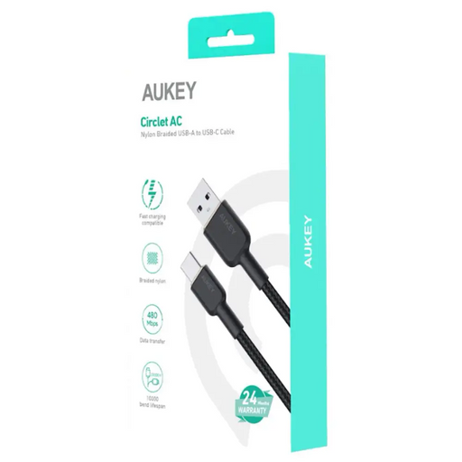 AUKEY CB-NAC2 USB-C Type-C Power Delivery PD 60W 3A 1.8m Nylon Black - USB cablesAKG-KAB<<<GSM accessoriesAKG<<<ActionPL