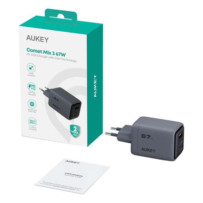 AUKEY Comet Mix 3 67W PD PA-C3 GaN Laptop Charger