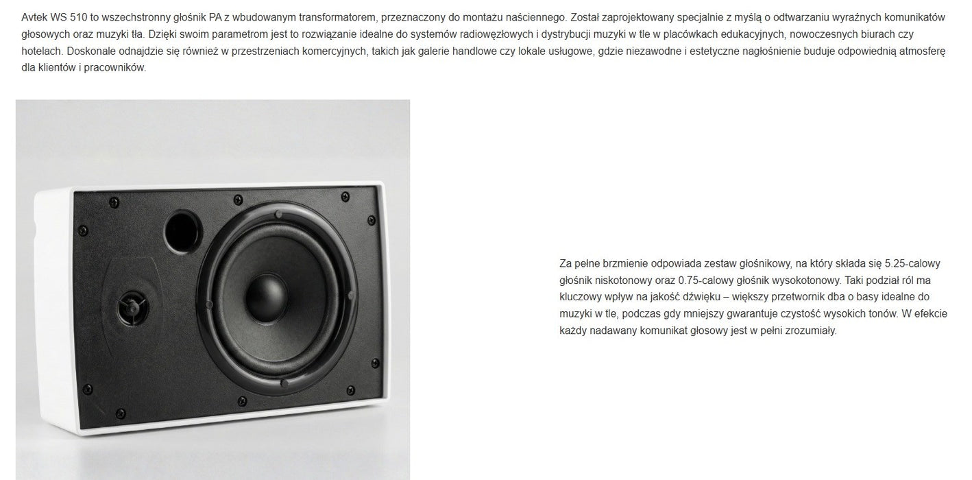 Wall-mounted speaker Avtek WS 510