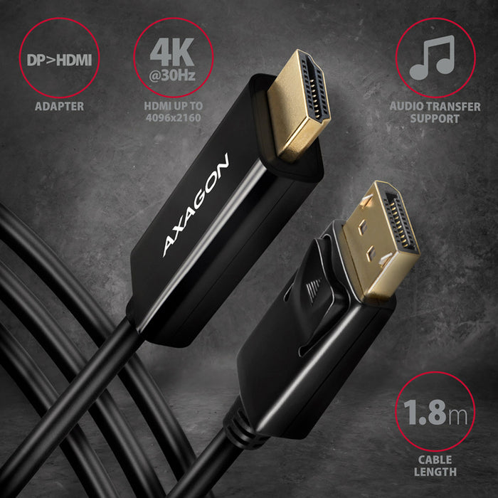 Cable from DisplayPort source AXAGON to HDMI receiver DISPLAYPORT>HDMI RVD-HI14C2 only works in this direction