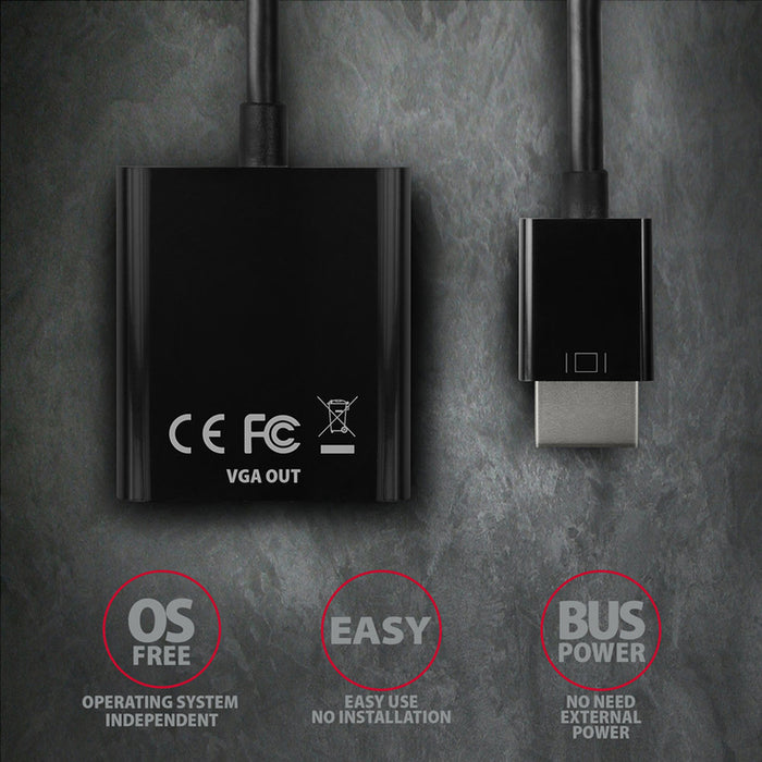 Cable adapter from source with HDMI AXAGON to receiver with VGA HDMI -> VGA RVH-VGN works only in this direction