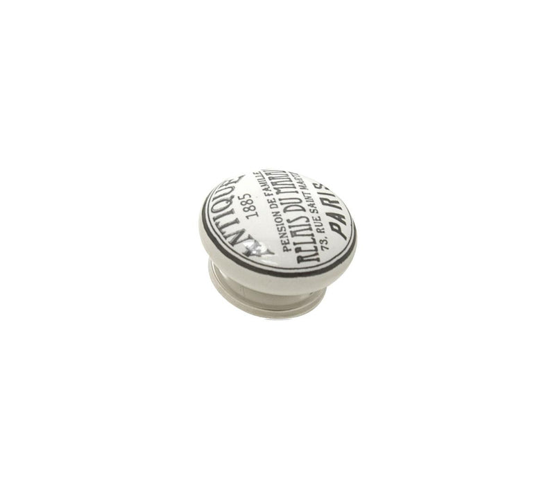 FURNITURE HANDLE 40/26MM WHITE ANTIQUE B B.