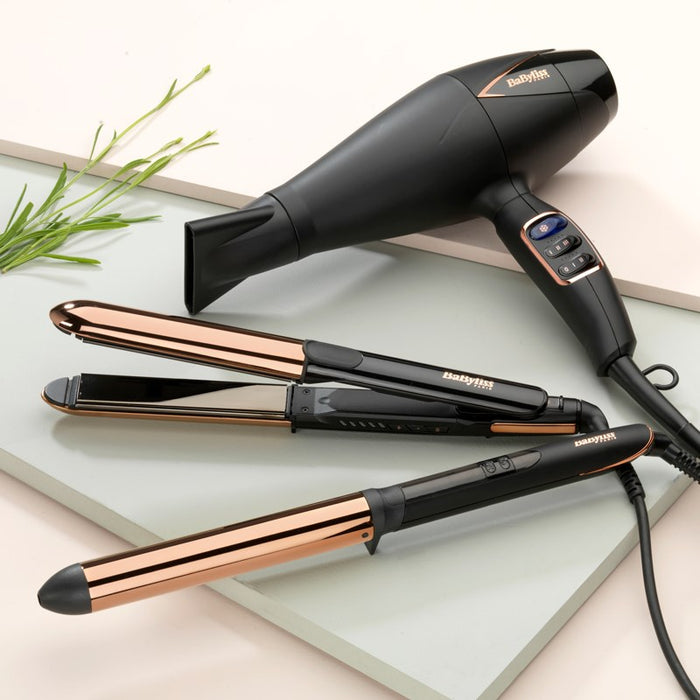 BaByliss Straight & Curl Brilliance Curling iron Warm Black, Rose 3 m