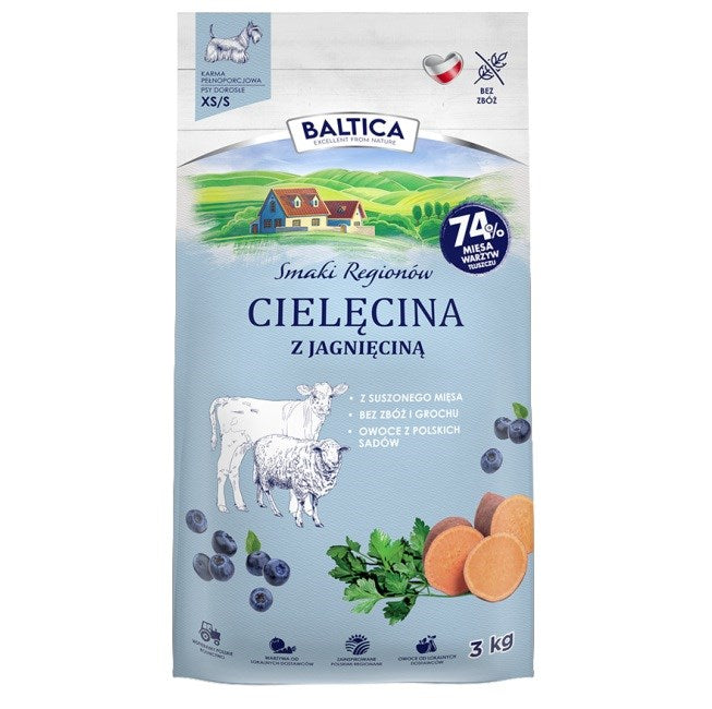 BALTICA Smaki regionów Small breeds Veal with lamb - dry dog food - 3kg