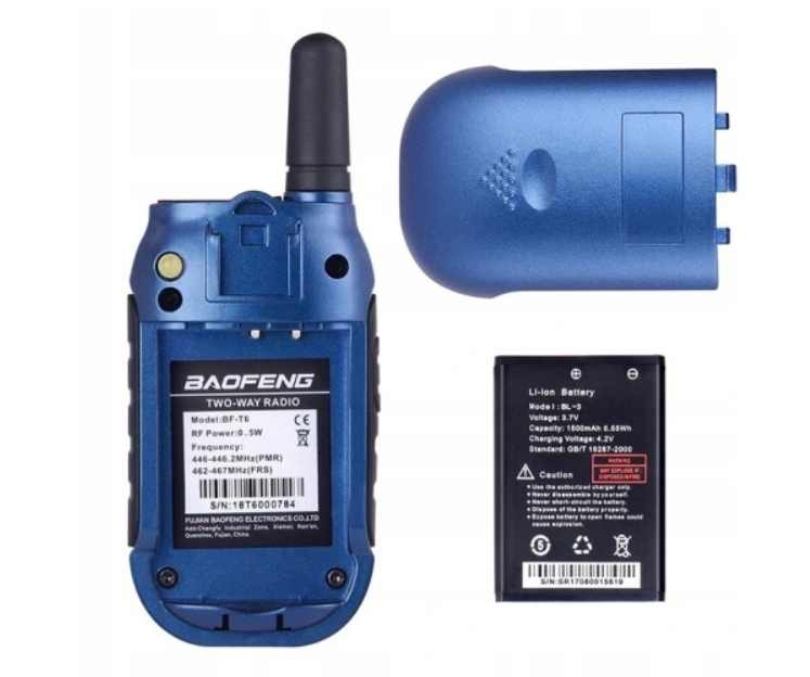 Walkie-Talkie Baofeng BF-T6 Panda Schwarz, 2 pcs