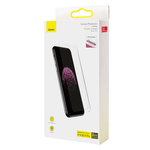 Baseus 0.3mm Full-glass Tempered Glass Film(2pcs pack) for iPhone X/XS/11 Pro 5.8inch - For smartphones<<<Tempered