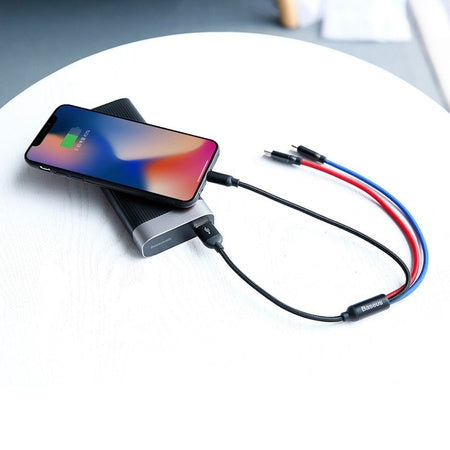Baseus 3in1 Cable USB-C / Lightning / Micro 3,5A 0,3m (Black) - Combo Cables<<<USB cables<<<GSM