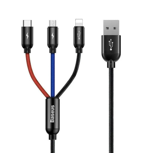 Baseus 3in1 Cable USB-C / Lightning / Micro 3,5A 0,3m (Black) - Combo Cables<<<USB cables<<<GSM