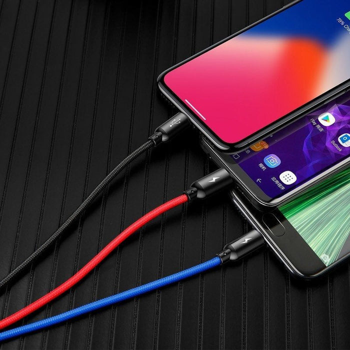 Baseus 3in1 Cable USB-C / Lightning / Micro 3,5A 0,3m (Black) - Combo Cables<<<USB cables<<<GSM