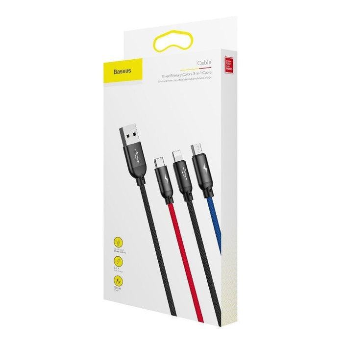 Baseus 3in1 Cable USB-C / Lightning / Micro 3,5A 0,3m (Black) - Combo Cables<<<USB cables<<<GSM