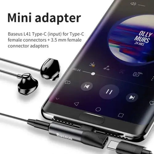 Baseus Audio Adapter USB-C to Mini Jack 3.5mm + USB-C (black) - Converter<<<Accessories<<<Основна<<<DunaXML&&&Audio