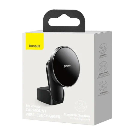 Baseus Big Energy car mount with wireless charger 15W for Iphone 12 / Iphone 13 (Black) - Phone holders<<<Car