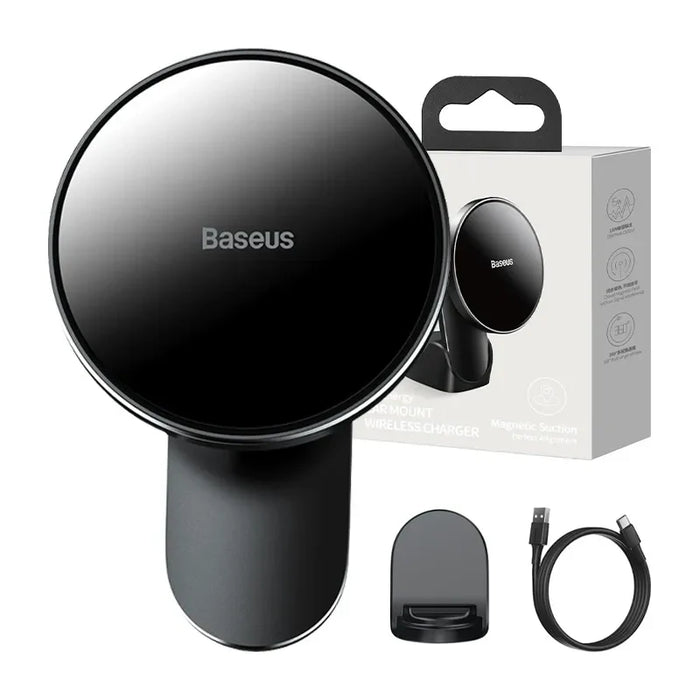 Baseus Big Energy car mount with wireless charger 15W for Iphone 12 / Iphone 13 (Black) - Phone holders<<<Car