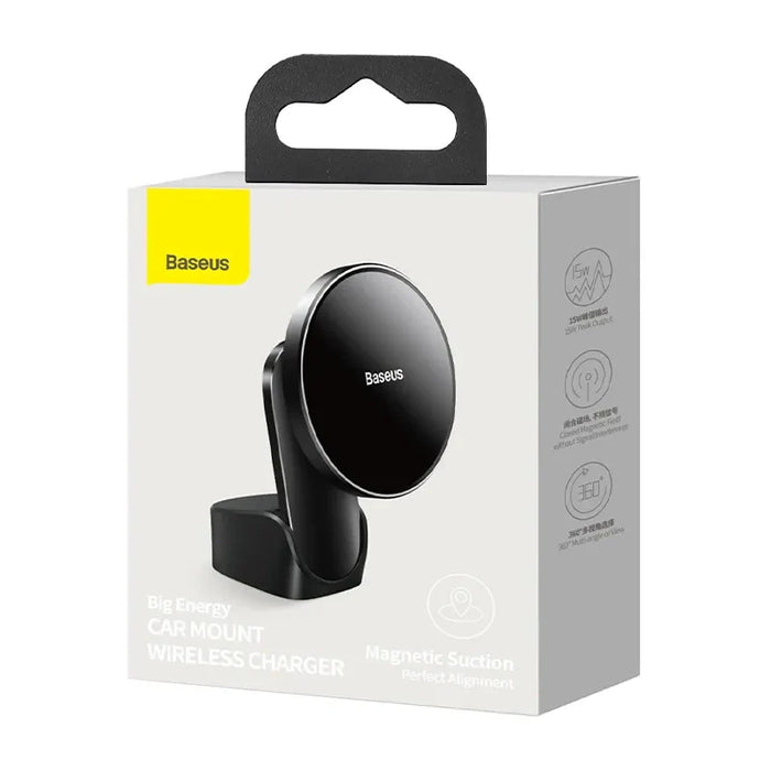 Baseus Big Energy car mount with wireless charger 15W for Iphone 12 / Iphone 13 (Black) - Phone holders<<<Car