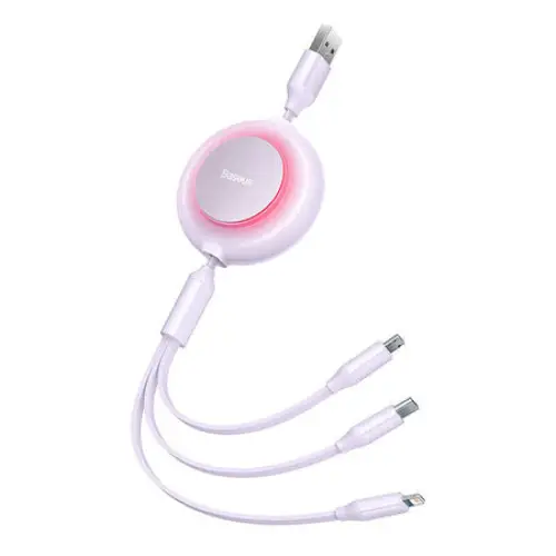 Baseus Bright Mirror 2 3-in-1 USB 3-in-1 cable for micro USB / USB-C / Lightning 3.5A 1.1m (Purple) - Combo