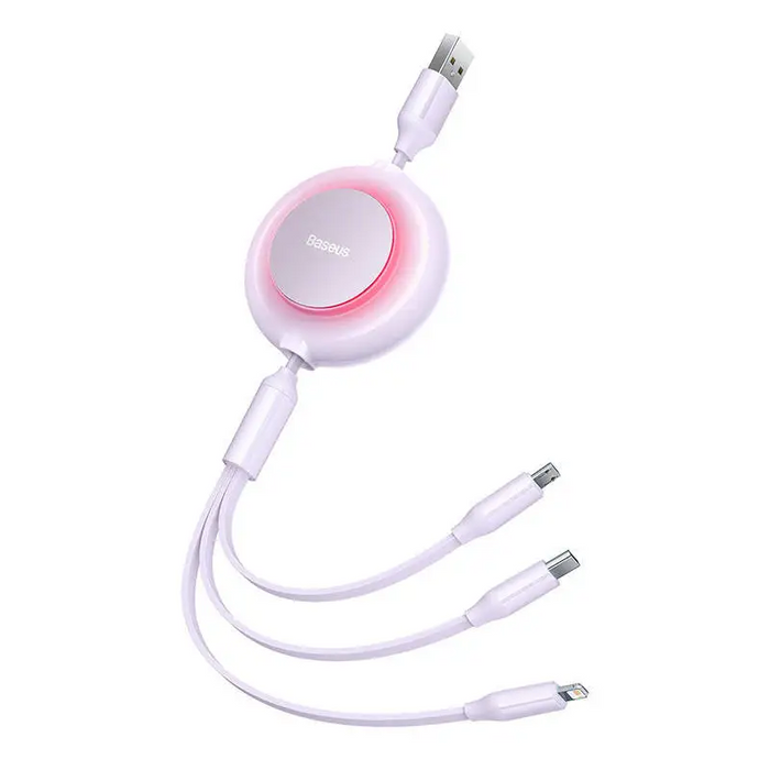 Baseus Bright Mirror 2 3-in-1 USB 3-in-1 cable for micro USB / USB-C / Lightning 3.5A 1.1m (Purple) - Combo