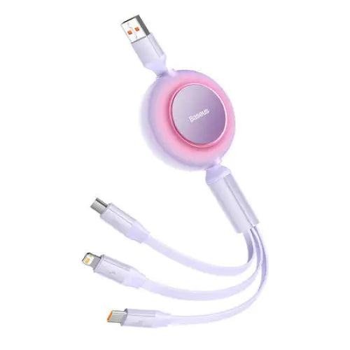Baseus Bright Mirror 3 USB 3-in-1 cable for micro USB / USB-C / Lightning 66W / 2A 1.1m (Purple) - Combo Cables<<<USB