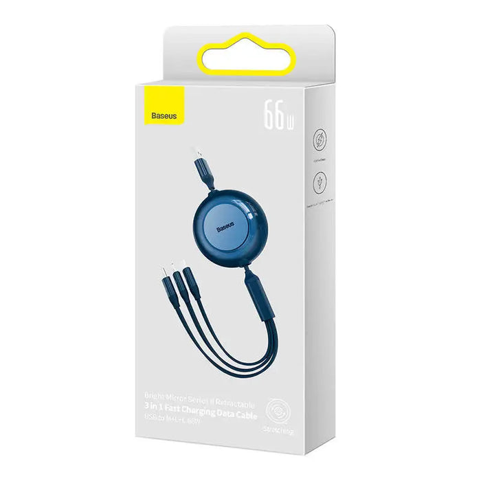Baseus Bright Mirror 3 USB 3-in-1 cable for micro USB / USB-C / Lightning 66W / 2A 1.1m (Blue) - Combo Cables<<<USB