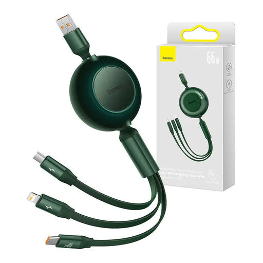 Baseus Bright Mirror 3 USB 3-in-1 cable for micro USB / USB-C / Lightning 66W / 2A 1.1m (Green) - Combo Cables<<<USB