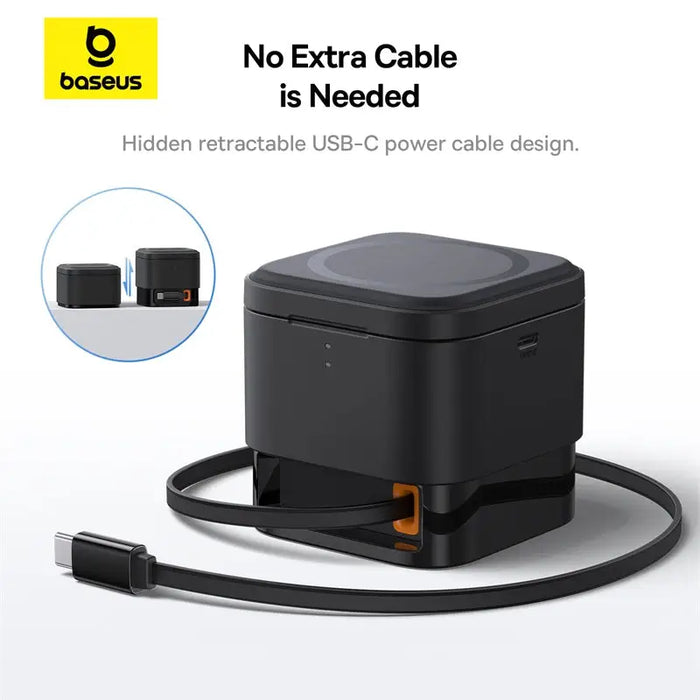 Baseus BS-W531 MagSafe / Qi USB-C 20W 2-in-1 Wireless Charger - Black - Cell phone USB charger<<<HurtelXML