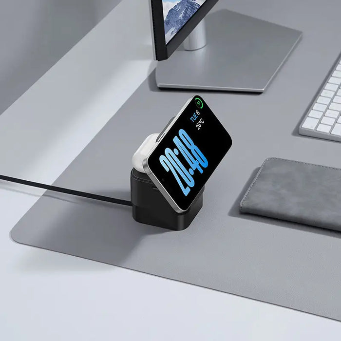 Baseus BS-W531 MagSafe / Qi USB-C 20W 2-in-1 Wireless Charger - Black - Cell phone USB charger<<<HurtelXML