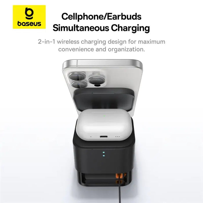 Baseus BS-W531 MagSafe / Qi USB-C 20W 2-in-1 Wireless Charger - Black - Cell phone USB charger<<<HurtelXML
