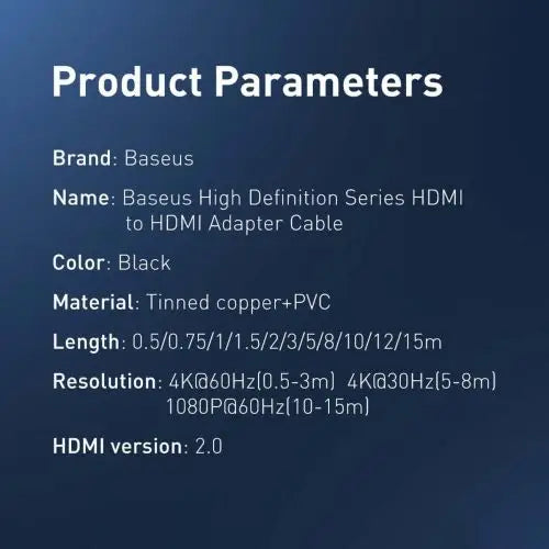 Baseus cable HDMI 2.0 0.75m black (WKGQ030201) - Video Tool<<<Accessories<<<Основна<<<DunaXML&&&Video